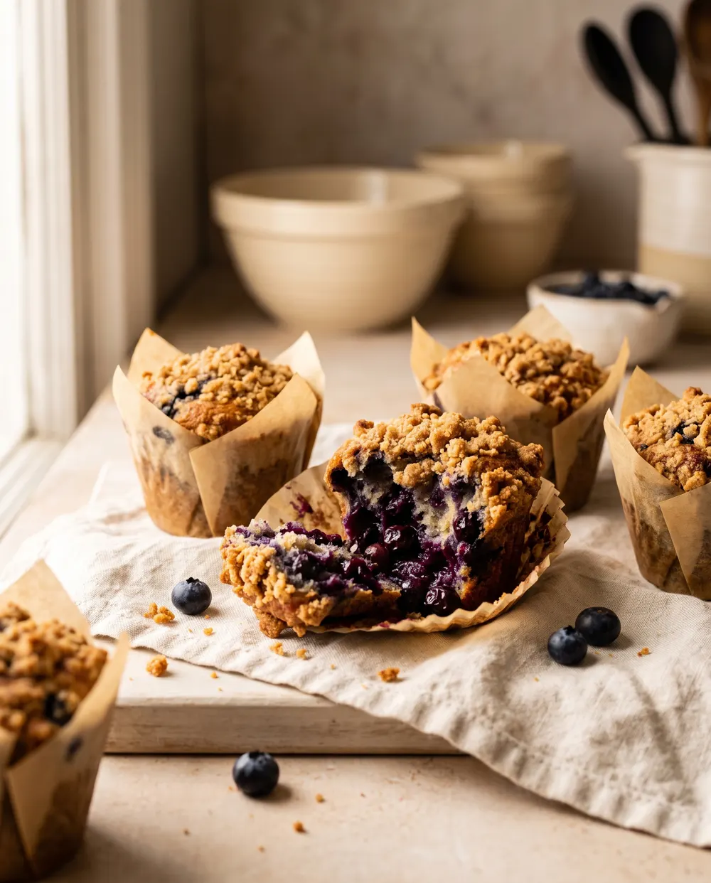 Blueberry crumble muffins