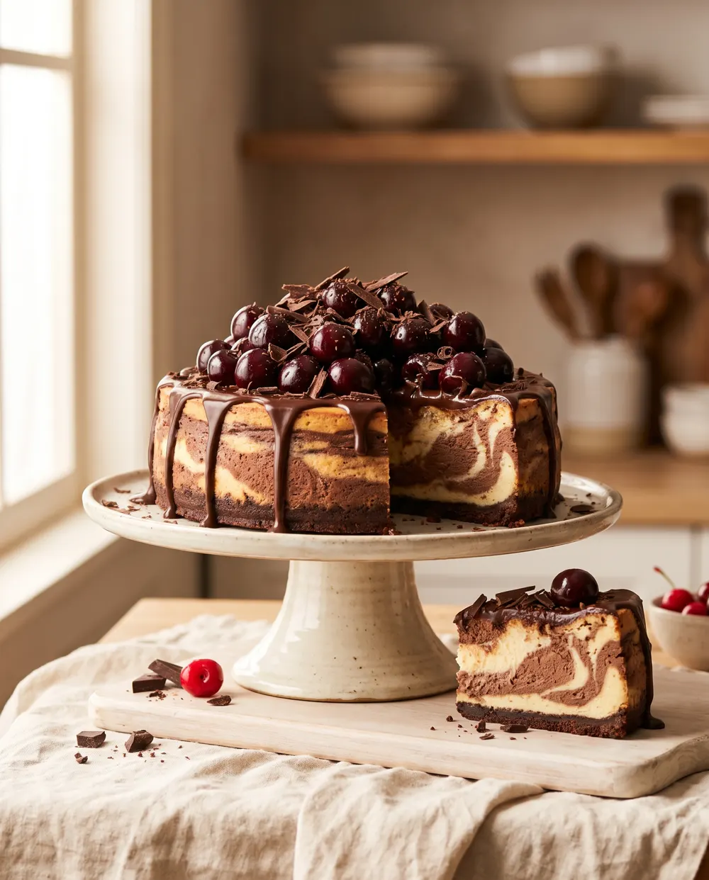 Cherry chocolate cheesecake